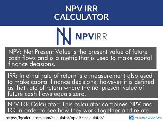 npv irr calculator net present value internal rate of return irr calculator