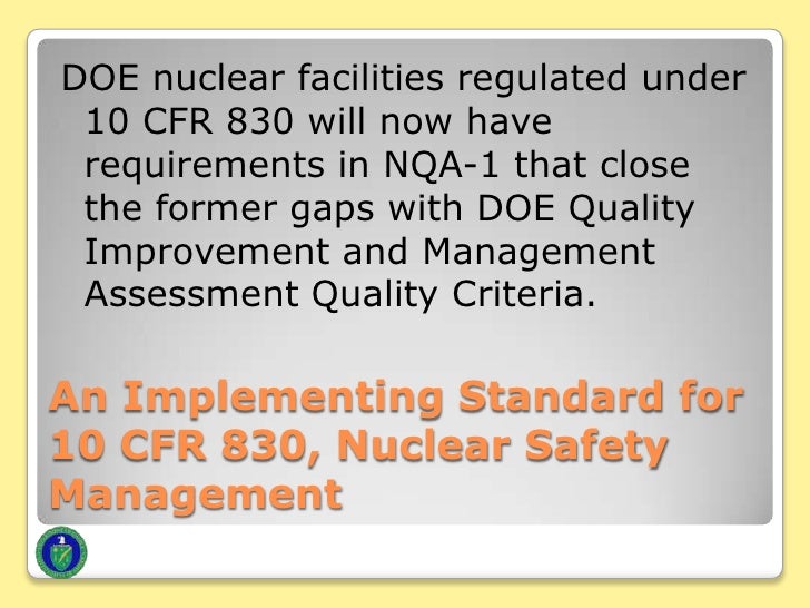 NQA12012 Changes That Support DOE Nuclear Facility Safety