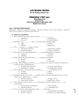 Nqesh 2014 (final mock test) with answers