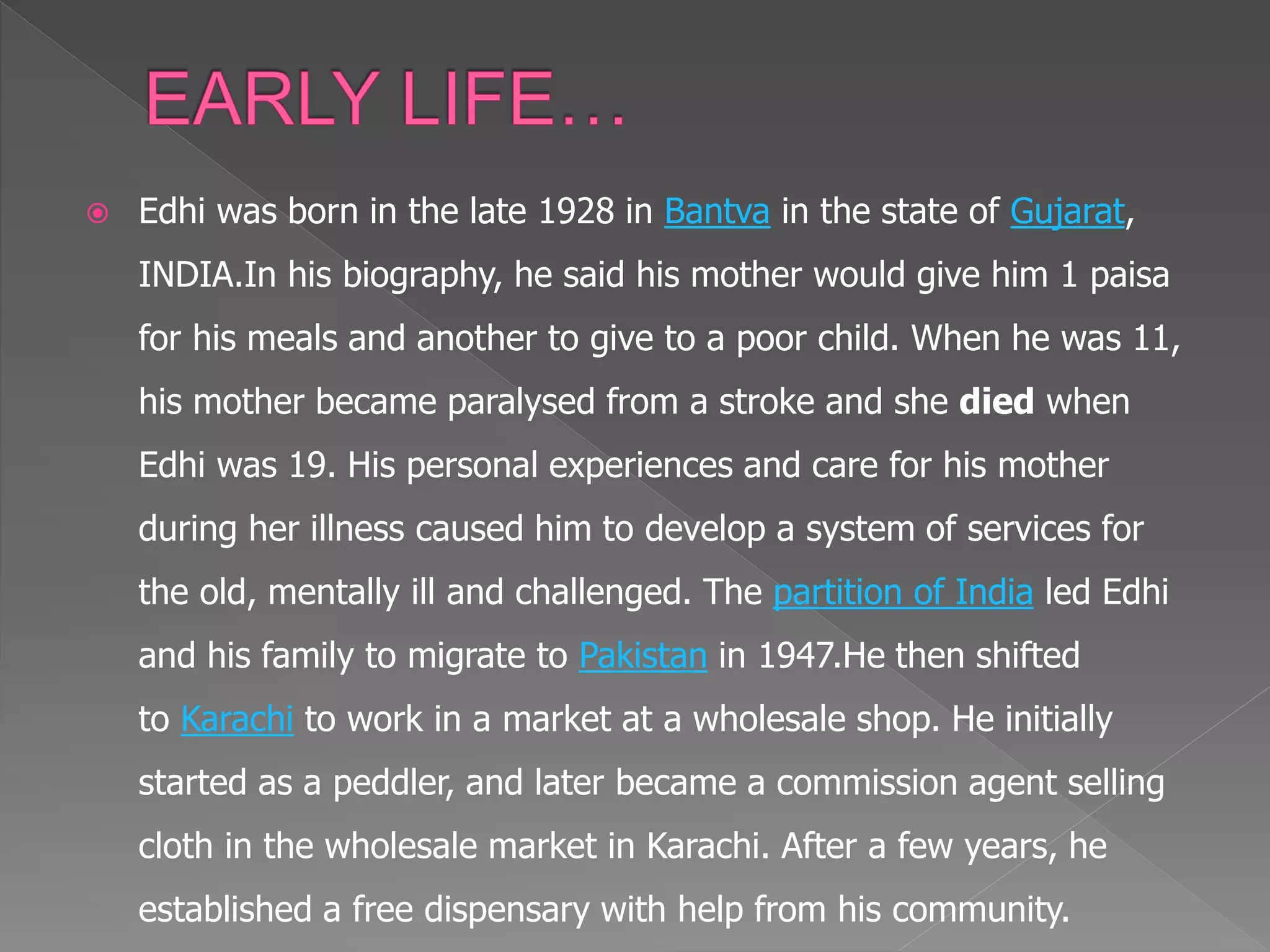 ABDUL SATTAR EDHI (True humanitarian) | PPTX