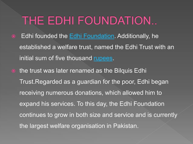 ABDUL SATTAR EDHI (True humanitarian) | PPTX | Non-Profit Organizations ...
