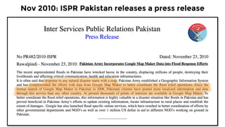 Nov 2010: ISPR Pakistan releases a press release
 