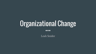 Organizational Change
Leah Snider
 