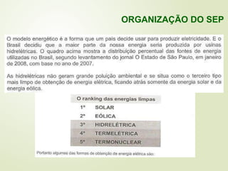 ORGANIZAÇÃO DO SEP
 
