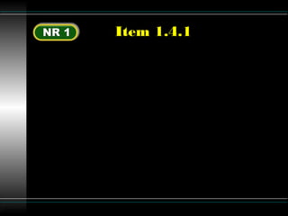 Luttgardes
Item 1.4.1
Compete à DRT ou DTM, nos limites de
sua jurisdição:
c) Embargar obra, interditar
estabelecimento, setor de serviço,
canteiro de obra, frente de trabalho,
locais de trabalho, máquinas e
equipamentos;
d) Notificar as empresas, estipulando
prazos, para eliminação e / ou
neutralização da insalubridade;
 