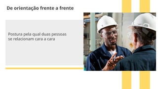 Postura pela qual duas pessoas
se relacionam cara a cara
De orientação frente a frente
 