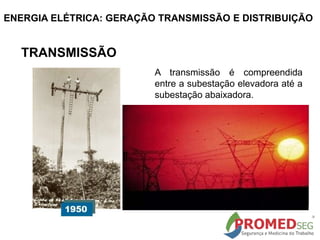 A transmissão é compreendida
entre a subestação elevadora até a
subestação abaixadora.
TRANSMISSÃO
ENERGIA ELÉTRICA: GERAÇÃO TRANSMISSÃO E DISTRIBUIÇÃO
 