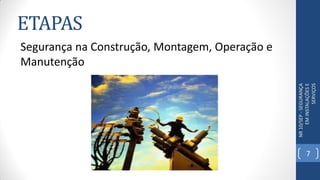 ETAPAS
NR10/SEP-SEGURANÇA
EMINSTALAÇÕESE
SERVIÇOS
Segurança na Construção, Montagem, Operação e
Manutenção
7
 