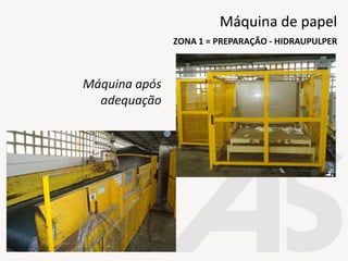 Máquina após
adequação
ZONA 1 = PREPARAÇÃO - HIDRAUPULPER
Máquina de papel
 