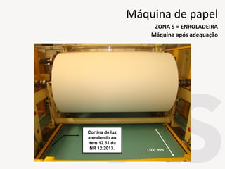 Cortina de luz
atendendo ao
item 12.51 da
NR 12:2013. 1500 mm
Máquina após adequação
ZONA 5 = ENROLADEIRA
Máquina de papel
 