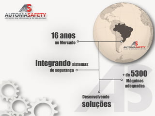 16 anos
no Mercado
Integrando sistemas
de segurança
Desenvolvendo
soluções
+ de 5300
Máquinas
adequadas
 