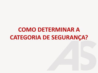 COMO DETERMINAR A
CATEGORIA DE SEGURANÇA?
 