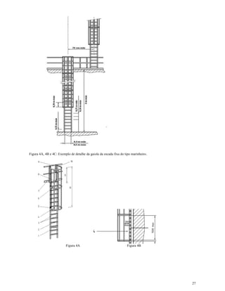 27
Figura 4A, 4B e 4C: Exemplo de detalhe da gaiola da escada fixa do tipo marinheiro.
Figura 4A Figura 4B
 