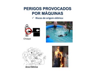 PERIGOS PROVOCADOS
POR MÁQUINAS
 Riscos de origem elétrica:
Arco Elétrico
 