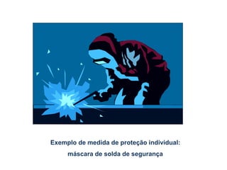 Exemplo de medida de proteção individual:
máscara de solda de segurança
 