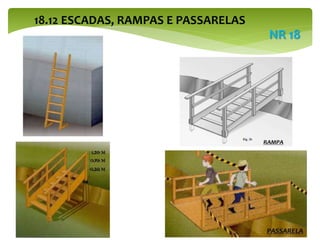 18.12 ESCADAS, RAMPAS E PASSARELAS
NR 18
 