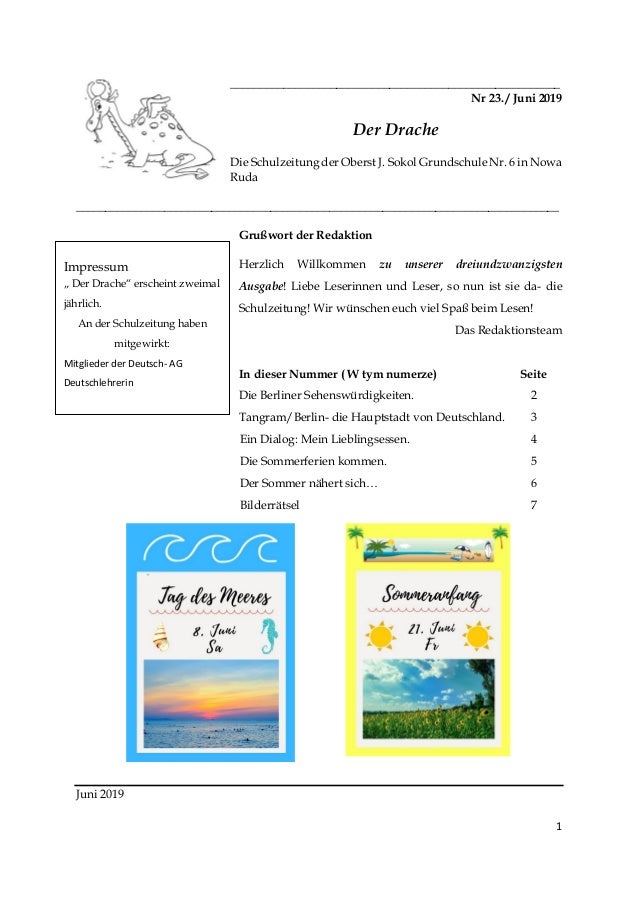 Nr 23 Gazetki Szkolnej W Jezyku Niemieckim