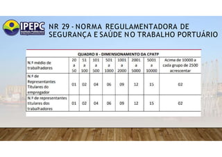 NR 29 - NORMA REGULAMENTADORA DE
SEGURANÇA E SAÚDE NO TRABALHO PORTUÁRIO
 