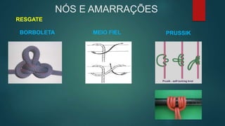 NÓS E AMARRAÇÕES
RESGATE
BORBOLETA MEIO FIEL PRUSSIK
 