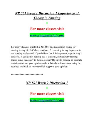 Nr 501 Enhance Teaching Snaptutorial Com