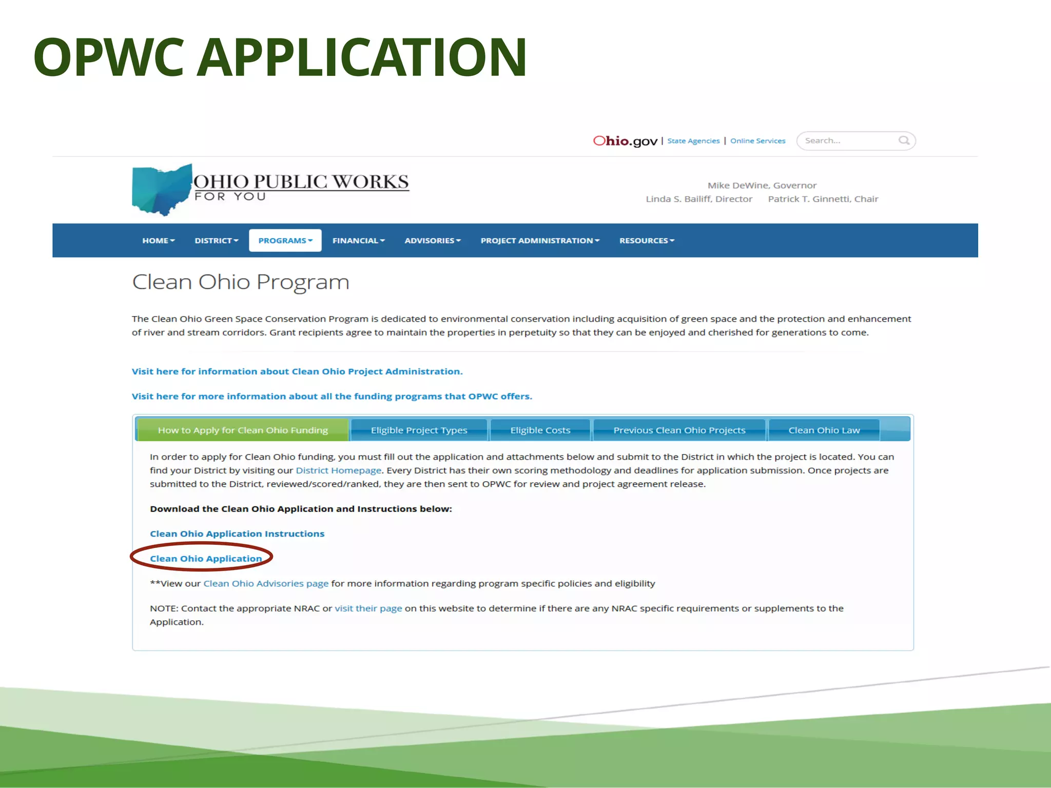 OPWC APPLICATION
 