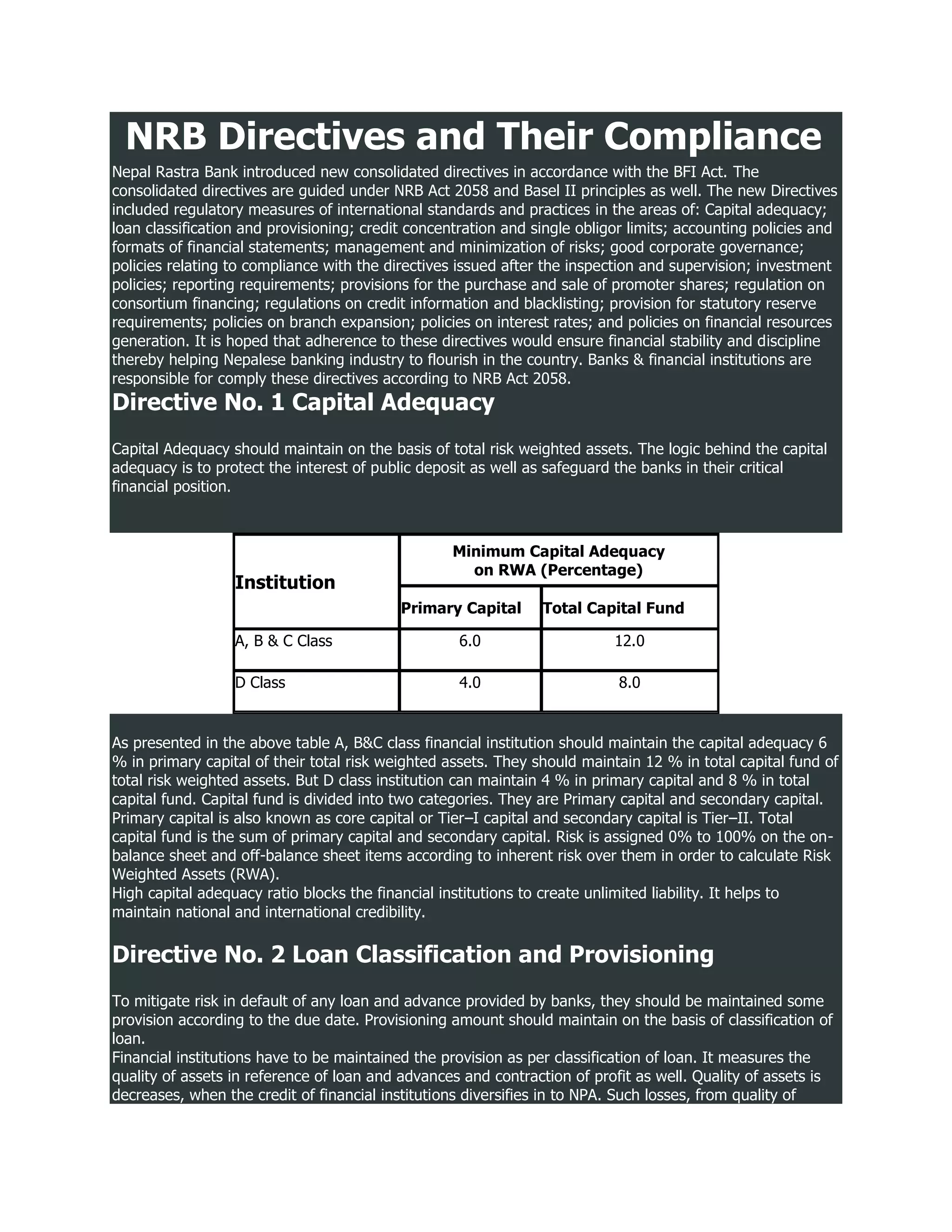 Nrb directives and their compliance PDF