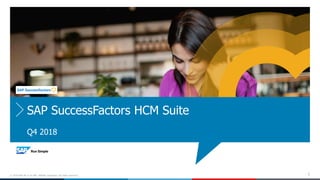 1© 2018 SAP SE or an SAP affiliate compagny. All rights reserved.
SAP SuccessFactors HCM Suite
SAP SuccessFactors HCM Suite
Q4 2018
 