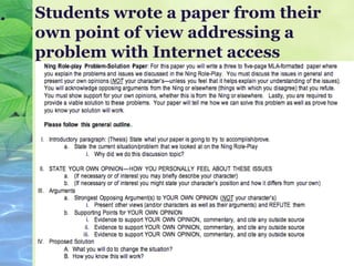 . Students wrote a paper from their own point of view addressing a problem with Internet access 