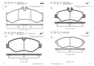 52 53тормозные колодки NRD каталог продукции — 2015
масштаб — 100% масштаб — 100%
N 126
N 128
N RD WVA SYS комп. применяемость ПТ ЗТ
N 128 29190 PER
BSC
A × 4 Mercedes-Benz (Sprinter),
Volkswagen (Crafter)
N RD WVA SYS комп. применяемость ПТ ЗТ
N 130 23974 AKE A × 4 Chevrolet (Aveo)
A
A
136,9 × 63,1 × 19,8 мм
￼ 133,2 × 49,0 × 17,8 мм
N RD WVA SYS комп. применяемость ПТ ЗТ
N 126 29076 PER A × 4 Mercedes-Benz Sprinter 4T,
Volkswagen LT 46
N RD WVA SYS комп. применяемость ПТ ЗТ
N 127 29192 BRE
BSC
A × 4 Mercedes-Benz (Sprinter 3T), Nissan (Cabstar),
Iveco (Daily III)
A
164,8 × 73,0 × 20,0 мм
163,1 × 67,1 × 20,8 мм
A
Mercedes-Benz: 4237110, 24204120
Volkswagen: 2D0698151A
Mercedes-Benz: 44206720, 44208320
Volkswagen: 2E0698151, 2E0698151B
Mercedes-Benz: 44206920, A0044206920
Volkswagen: 2E0698451
Chevrolet: 94566892
Daewoo: 96534653
OEM
OEM
OEM
OEM
 
