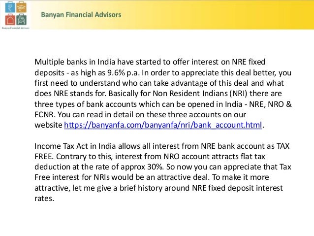 Tax Free Investments Nri Nre Fixed Deposits - 