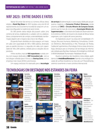 59
FEVEREIRO DE2023
Este ano, estivemos acompanhando a Mis-
são Varejo 180, uma incrível experiência. A Missão
contou com cerca de 250 participantes com inte-
grantes da Indústria e Varejo em diversos segmen-
tos, com origem de diversos estados brasileiros.
No sábado, antes da abertura da Feira,
nos reunimos no Harvard Club of New York para
conhecer os integrantes, pegar os crachás e tra-
dutores para português. Em seguida, numa fala
descontraída, foram detalhados todos os pontos,
eventos, almoços e jantares. No mesmo dia, fize-
mos um almoço especial no local.
MISSÃO VAREJO 180
No domingo, fomos cedo para feira, uma
vez que ela inicia às 8 horas da manhã. Recebe-
mos uma lista de painéis selecionados pelo time
de Retail Thinkers, que fez a curadoria dos pai-
néis e das visitas técnicas aos estandes e no varejo
americano.
 