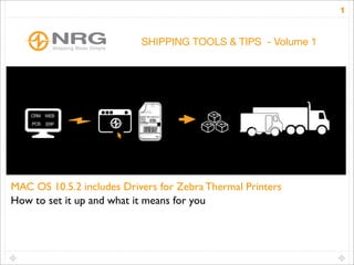 1
                                                                           1


                           SHIPPING TOOLS & TIPS - Volume 1




MAC OS 10.5.2 includes Drivers for Zebra Thermal Printers
How to set it up and what it means for you




  www.nrgsoftware.com                                       262-432-0934