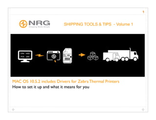 11


                           SHIPPING TOOLS & TIPS - Volume 1




MAC OS 10.5.2 includes Drivers for Zebra Thermal Printers
How to set it up and what it means for you




  www.nrgsoftware.com                                       262-432-0934