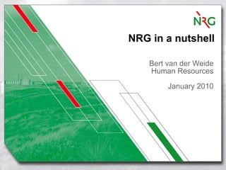 NRG in a nutshell Bert van der Weide Human Resources January 2010 
