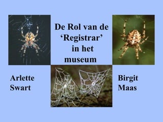 De Rol van de ‘Registrar’ in het museum   Birgit Maas   Arlette Swart   