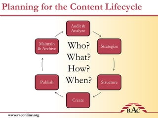 Bad Content is Not an OptionCreate great content that meets audience needsUpdate that content over time, to keep it current and relevantRemove stale information