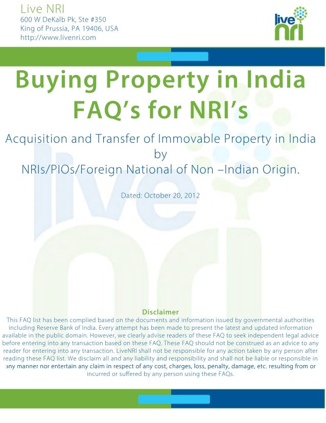 Xes I Ta Ly A - Acquisition of Immovable Property in India by Individuals