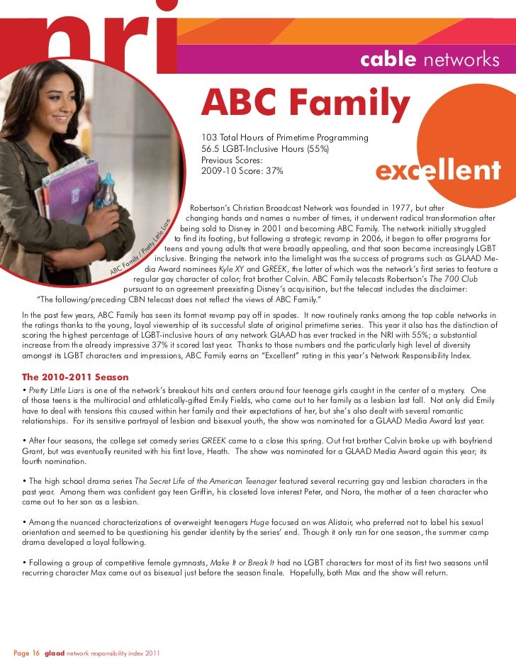 GLAAD Network Responsibility Index (NRI) 2010-2011 Slide 16