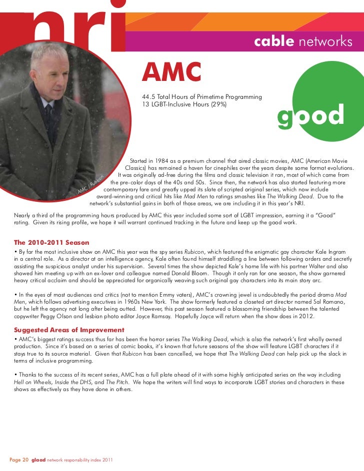 GLAAD Network Responsibility Index (NRI) 2010-2011 Slide 20