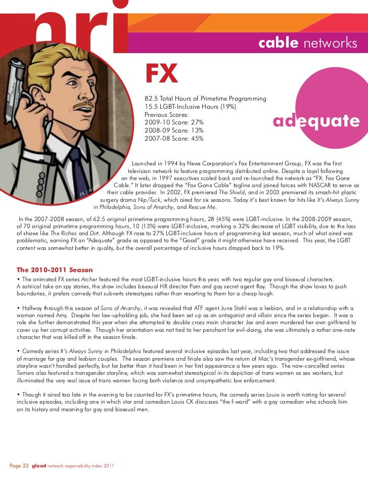 GLAAD Network Responsibility Index (NRI) 2010-2011 Slide 22