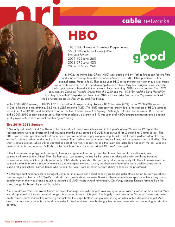 GLAAD Network Responsibility Index (NRI) 2010-2011 Slide 24