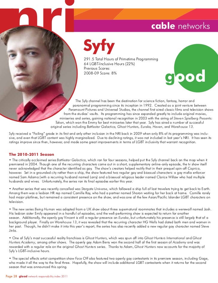 GLAAD Network Responsibility Index (NRI) 2010-2011 Slide 28