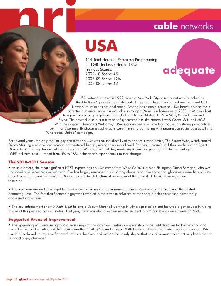 GLAAD Network Responsibility Index (NRI) 2010-2011 Slide 34