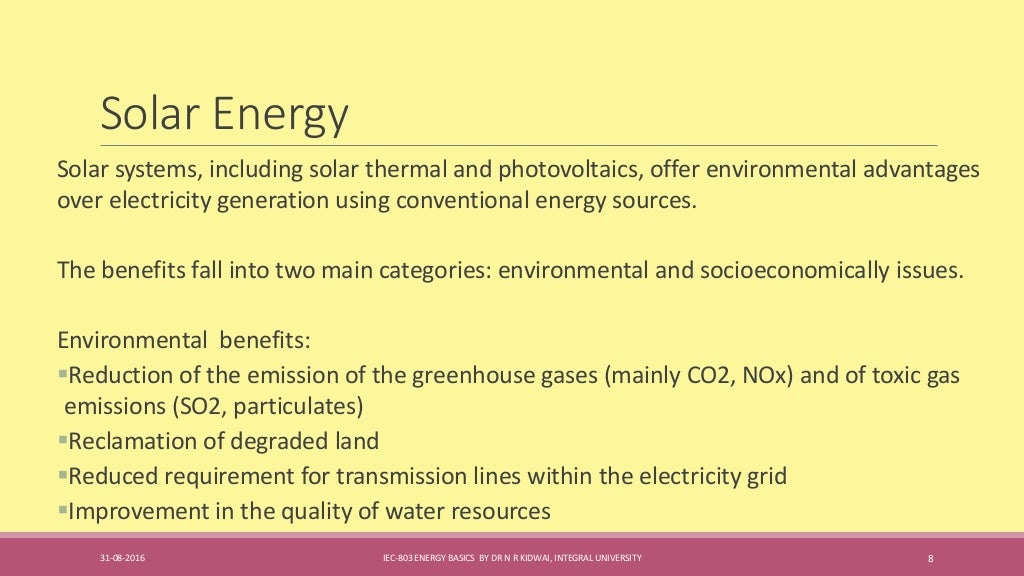 Basics of Solar Energy.