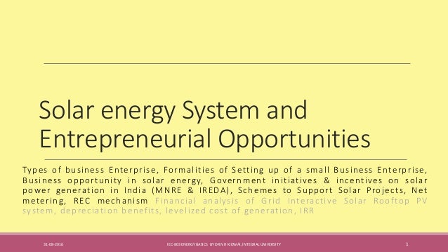Entrepreneurship In Solar Energy
