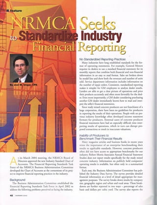 NRMCA Seeks to Standardize Industry Financial Reporting