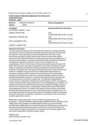 !"#$"%&'()"*+,#"-!").+)/%0'1.2*3,)$%,#"'45%3,6'7)"3,6'8)990*:;'19*<*"6'="*>
                                                                                                                            ?@
!"#$%"$#&!'()'*#("&+,'%(-*.&/&!'"01"'#&2$.1"&'
"#1,!%#+*"+(,'+,'
&!'%&..!'''344567
9"#'$<=>;         D#00%E#"%,)2*'F*3*%"+G                              #@ADLEM@'1AA=B<@N'+F;
89"#':;                'ABAAAC

+<?@A>=BC>DE                                                          F@GCE>H@<>I,D<J0DA>'+<KDEHC>=D<
75H==HF1DI6'FJKHF='L6'!M(
DJQI51Q6'KFRDH6'8(                                                    N)+9
                                                                      N5O(P=JQH'1QP=1=R=HP6'DO'RPO
MOQP!HFP6'IF1P=1QO6'8H                                                N)+9
                                                                      N5O(P=JQH'1QP=1=R=HP6'DO'RPO
!1DJ6'O5HSOQ(HF6'!M(                                                  N)+9
                                                                      N5O(P=JQH'1QP=1=R=HP6'DO'RPO
TR8J=J6'7R81OI16'!M(

!LOGEDP@M>'F@AME=G>=D<
=G*'&%U#"'$#%0'#V',G)3'/"#/#3%0')3',#'"*2*%0' *+W0%"'&*+G%.)3&3'W.9*"0>).$'V#"&%,)#.'
%.9'VW.+,)#.'#V'+"),)+%0',"%.3+")/,)#.%0'%33*&E0)*3'*33*.,)%0',#'*&E">#.)+'3,*&'4HP:'+*003'
%.9'+*003'X),G').9W+*9'/0W")/#,*.+>'4).9W+*9'/0W")/#,*.,'3,*&'4)!P:'+*003:B'R3).$'
E)#).V#"&%,)+3'%.9'G)$G',G"#W$G/W,'*Y/*")&*.,%0'&*,G#936'X*'X)00'/"*/%"*'9*V).*9'
9#&%).3'#V'+"),)+%0',"%.3+")/,)#.%0'V%+,#"3'+#.,"#00).$'+*00'/0W")/#,*.+>'%.9'%.%0>Z*',G*&').'
,G*)"'VW.+,)#.%0'%33#+)%,)#.3B'=G#W3%.93'#V'%33*&E0)*3'X)00'E*'*2%0W%,*9'E>'E)#+G*&)+%0'
%.9'E)#/G>3)+%0'&*,G#93',#')9*.,)V>',G*'+"),)+%0'#.*3',#'E*',%"$*,*9'E>'S["%>'
+">3,%00#$"%/G>B'*'%)&'V#"'9*,*"&).%,)#.'#V',G"**[9)&*.3)#.%0'3,"W+,W"*3'V#"'%E#W,'@AA'
3,%E0*'&W0,)[+#&/#.*.,',"%.3+")/,)#.%0'%33*&E0)*3B'H%+G'#V',G*&'X)00'"*/"*3*.,'%'/%",)%0'
)&%$*'#V'+#&/0)+%,*9',"%.3+")/,)#.%0'&%+G).*">'+#.,"#00).$',G*'3/*+)V)+',"%.3+")/,)#.%0'
0%.93+%/*'#V'/0W")/#,*.,'+*003B'*'*Y/*+,',G%,',G#W$G,VW0'%.%0>3*3'#V',G*3*'3,"W+,W"*3'X)00'
*.%E0*'W3',#'*3,%E0)3G',G*'/"#/*"'+#..*+,)#.3'E*,X**.',G*3*'/%",)%0')&%$*3'%.9'
"*+#.3,"W+,'%'$*.*"%0'	*0'V#"'VW.+,)#.'#V'+"),)+%0'/%",)+)/%.,3'#V',G)3',"%.3+")/,)#.%0'
&%+G).*">B'*'X)00'UW3,)V>',G)3'	*0'%.9',G*'#E3*"2*9'"*$W0%,#">').,*"%+,)#.3'X),G).'
)9*.,)V)*9',"%.3+")/,)#.%0'+#&/0*Y*3').'&W,%,)#.%0'%.9'VW.+,)#.%0'3,W9)*3'W3).$')!P'+*003B'
=G*'*Y/*")&*.,3'%"*',#'E*'9#.*'%,'&W0,)/0*'3),*3;'=G*'8*,G#9)3,'M#3/),%0'F*3*%"+G'
1.3,),W,*'4M#W3,#.:6'(*/%",&*.,'#V'K)#+G*&)3,">'%.9'K)#/G>3)+3'%,'RDP76',G*'N0%93,#.*'
1.3,),W,*'#V'D%"9)#2%3+W0%"'()3*%3*'4RDP7:'%.9'S["%>'+">3,%00#$"%/G>'E>',G*'!P1'0%E3B'=G*'
/"#/#3*9'3,"W+,W"%0'%.9'VW.+,)#.%0'3,W9)*3'X)00'/"#/*0'#W"'$*.*"%0'<.#X0*9$*'#V',G*'E%3)+'
&*+G%.)3&3'+#.,"#00).$'+*00'V%,*6').+0W9).$',G#3*'W.9*"0>).$'3*0V'"*.*X%06'9)VV*"*.,)%,)#.'
%.9'/%,G#$*.*3)3'#V'+%.+*"B'=G*'"*3W0,3'#V',G)3'"*3*%"+G'X)00'%03#'/"#2)9*'&#"*'*VV)+)*.,'
 *+W0%"',##03'%00#X).$'/"*+)3*'+#.,"#0'#2*"'+*00'/"#$"%&&).$'%.9'"*/"#$"%&&).$B'=G*'
%++W&W0%,*9'3,"W+,W"%0'%.9'VW.+,)#.%0'9%,%'X#W09'E*')&&*9)%,*0>'%2%)0%E0*',#'E)#+G*&)+%0'
%.9'+0).)+%0'"*3*%"+G*"36'%.9',G*"*V#"*6'X#W09'G%2*'%'&%U#"')&/%+,'#.'3,*&'+*00'"*3*%"+G'
%3'X*00'%3'"*$*.*"%,)2*'&*9)+).*B'

QFQK'3,%VV')3'+#00%E#"%,).$'X),G'("B'TW&#,#',#'%33)3,'X),G',%"$*,'3*0*+,)#.'%.9'
/")#"),)Z%,)#.B''R3).$',G*'N*.*8%.)%'D>,#3+%/*'/0W$).6'QFQK'3,%VV'G%3',#')9*.,)V)*9'%'3*,'#V'
"*0%,*9'$*.*3',#'E*'+#.3)9*"*9'%3'/#33)E0*',%"$*,36'3,%",).$'V"#&',G*'0)3,'#V'%0"*%9>'
)9*.,)V)*9',%"$*,3B'QFQK'3,%VV'%03#'+#.3,"W+,*9'%'/%,GX%>'%,')<)!%,GX%>3'E>'%W$&*.,).$'
%'/0W")/#,*.+>["*0%,*9'/%,GX%>'X),G',%"$*,3'%.9').,*"%+,)#.').V#"&%,)#.'/"#2)9*9'E>'("B'
TW&#,#B'K#,G',G*'.*,X#"<'2)3W%0)Z%,)#.3'V"#&'D>,#3+%/*'%.9',G*'/%,GX%>'9)%$"%&'G%2*'
E**.'W3*9').'/"*3*.,%,)#.3'%.9'$"%.,'/"#$"*33'"*/#",3B'

QFQK'D#.,%+,;
I")3,).%'M%.3/*"3'4D#.<0).6'!)+#:

 !MP'?]^A'4F*2B'A_-A^:                                                                                  %D<>=<LC>=D<')DEHC>'*CB@
 