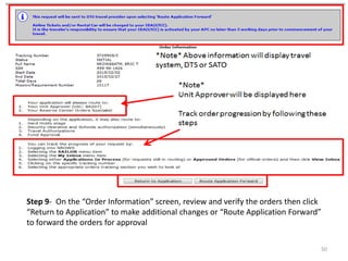 Step 9- On the “Order Information” screen, review and verify the orders then click “Return to Application” to make additional changes or “Route Application Forward” to forward the orders for approval 
50  