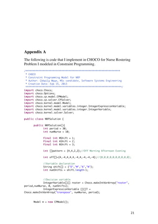 Nurse Rostering Problem - A comparison between Constraint Programming ...