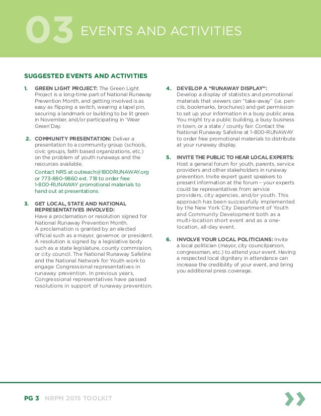 NATIONAL RUNAWAY PREVENTION MONTH Toolkit 2015 National Runaway Saf…
